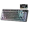 YUNZII B75 PRO MAX Wireless Mechanical Keyboard,75% Layout with Screen and Knob,Custom Hot Swap Gasket,Creamy Pre-lubed Switches,Bluetooth/Type-C/2.4G for Win/Mac (Black, Cocoa Cream V2 Switch)