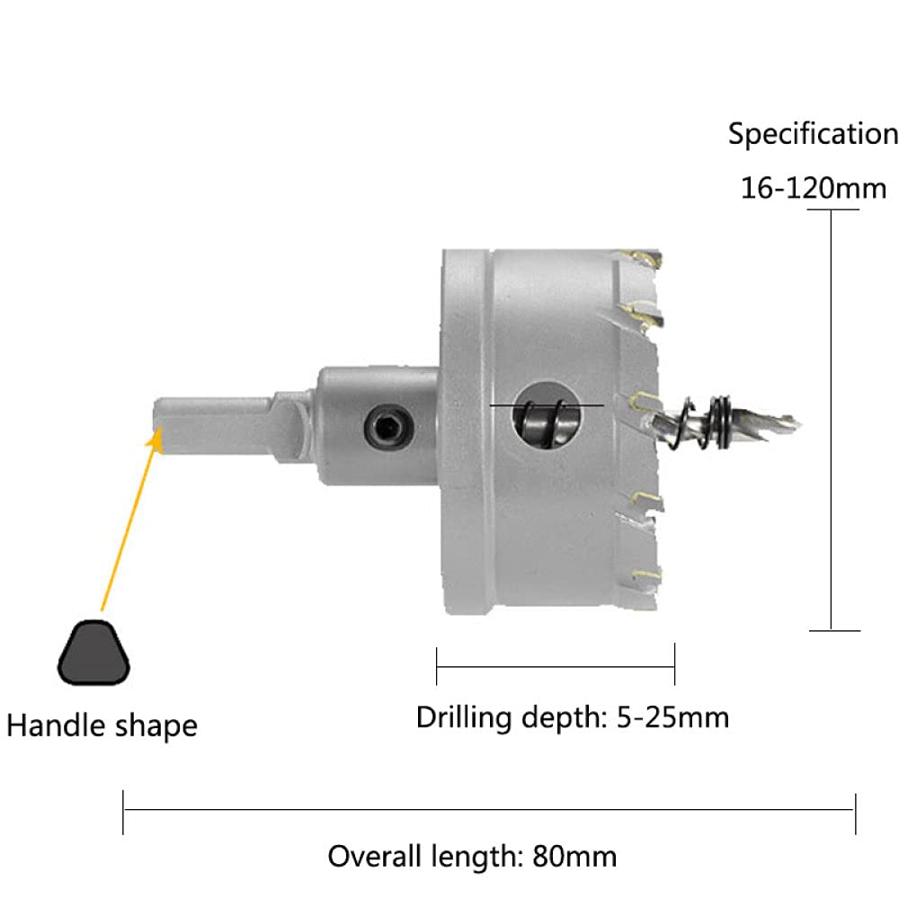 Taglierina per sega a tazza TCT con punta in metallo duro 16-100mm per lamiera di acciaio inossidabile Kit di taglierina per la lavorazione dei metalli in lega di perforazione del ferro Set di punte d