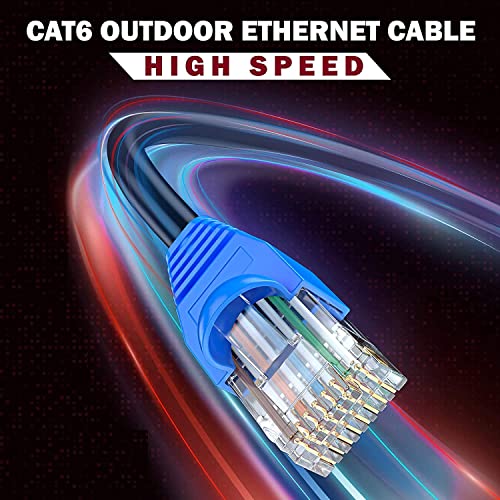 Image of Sadow 100 Meter Cat6 Outdoor Ethernet Cable Cat 6 Network Cable Heavy Duty Direct Burial In-Ground 24AWG UTP Waterproof UV Resistant RJ45 LAN Cable (100)