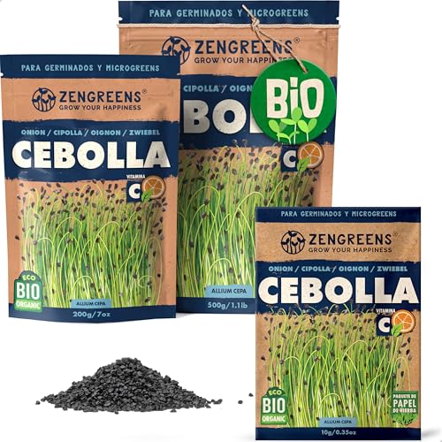 ZenGreens® - Semillas de cebolla ecológico - Elija entre 10g, 200g y 500g - brotes de cebolla - germinación de más del 97% - Microgreens