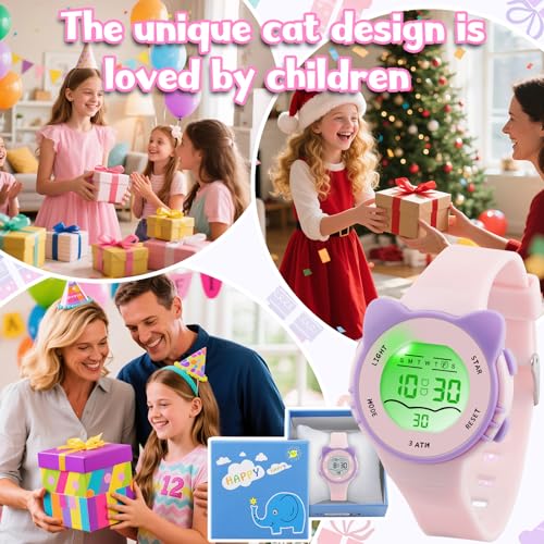 Image of Edillas Kids Watches Digital Girls Boys, 7 Colors Light Wrist Watch for Child Waterproof Sport Outdoor Multifunctional Wristwatches with Stopwatch /Alarm for Ages 4-15