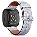 CJBROES Replacement Leather Watch Band, Compatible with Fitbit Versa 3 and Fitbit Sense of Wristband Bracelet Accessory - Magical Summer Forest