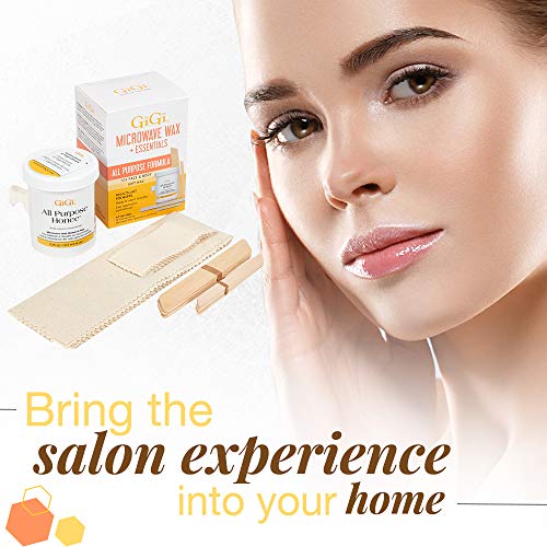 Image of GiGi Microwave Wax Kit - All Purpose Honee Soft Wax Hair Removal Kit for Face & Body, Includes Wax, Strips, and Applicators, Easy At-Home Waxing, 1 Set