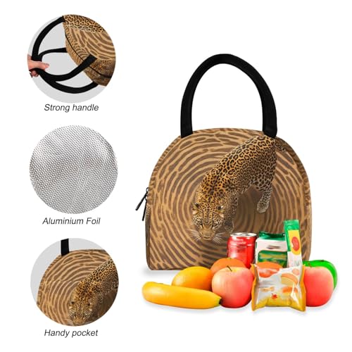 Backpack Lunch Box Set Large Capacity Travel Backpacks and Insulated Lunch Bag for Commute Hiking Picnic Art Leopard Print4