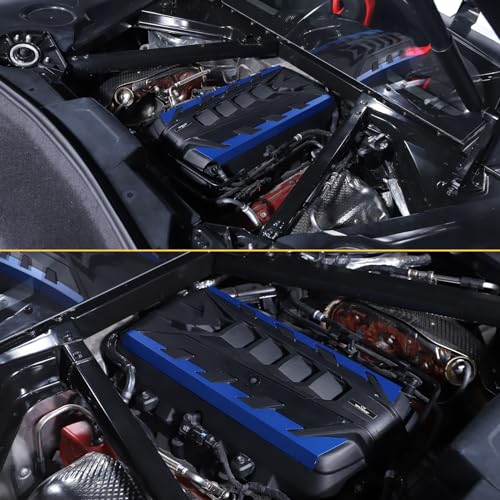 Image of CHEAYAR Engine Bay Panel Cover Compatible with Chevrolet Corvette C8 2020-2023, Engine Shroud Cover Panel Trims, C8 Accessories 2PCS (Engine Bay Trim - Blue)