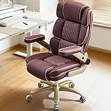 Schwerlast Leder Chefsessel, Big and Tall Bürostuhl 500lbs mit 5D klappbaren Armlehnen, Ergonomischer Hochlehner Bürostuhl, Verstellbare Lendenstütze, Komfortsitz, Drehstuhl für Home Office, Braun