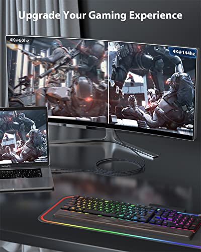 2Pack USB C DisplayPort 1.4 Cable 8K@60Hz Stouchi 4K@144Hz/120Hz 5K@60Hz 2K@240Hz Thunderbolt 3/4 to DisplayPort HBR3 32.4Gbps Type C DP 1.4 for M1 MacBook Pro 2021 Mac Mini Dell XPS-1M-VESA Certified - Image 4