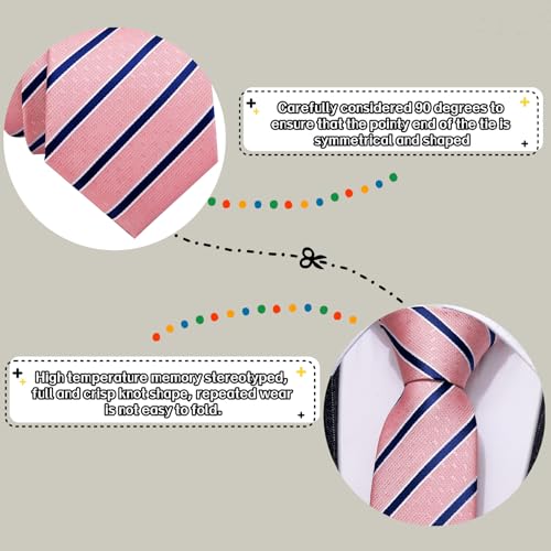 Image of Barry.Wang Man Stripe Ties Set Silk Woven Pocket Square Necktie Cufflinks Formal Party Business