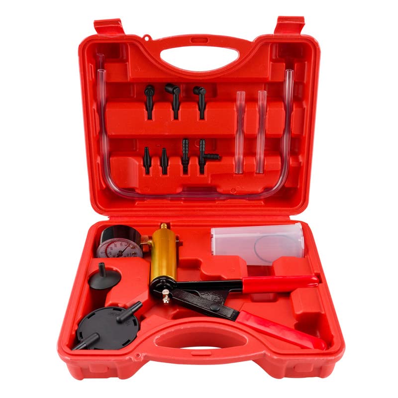 MARSFLUX Auto Repair Toolbox, Hand Held Brake Fluid Bleeder Universal Vacuum Pressure Pistol Pump Tester Kit