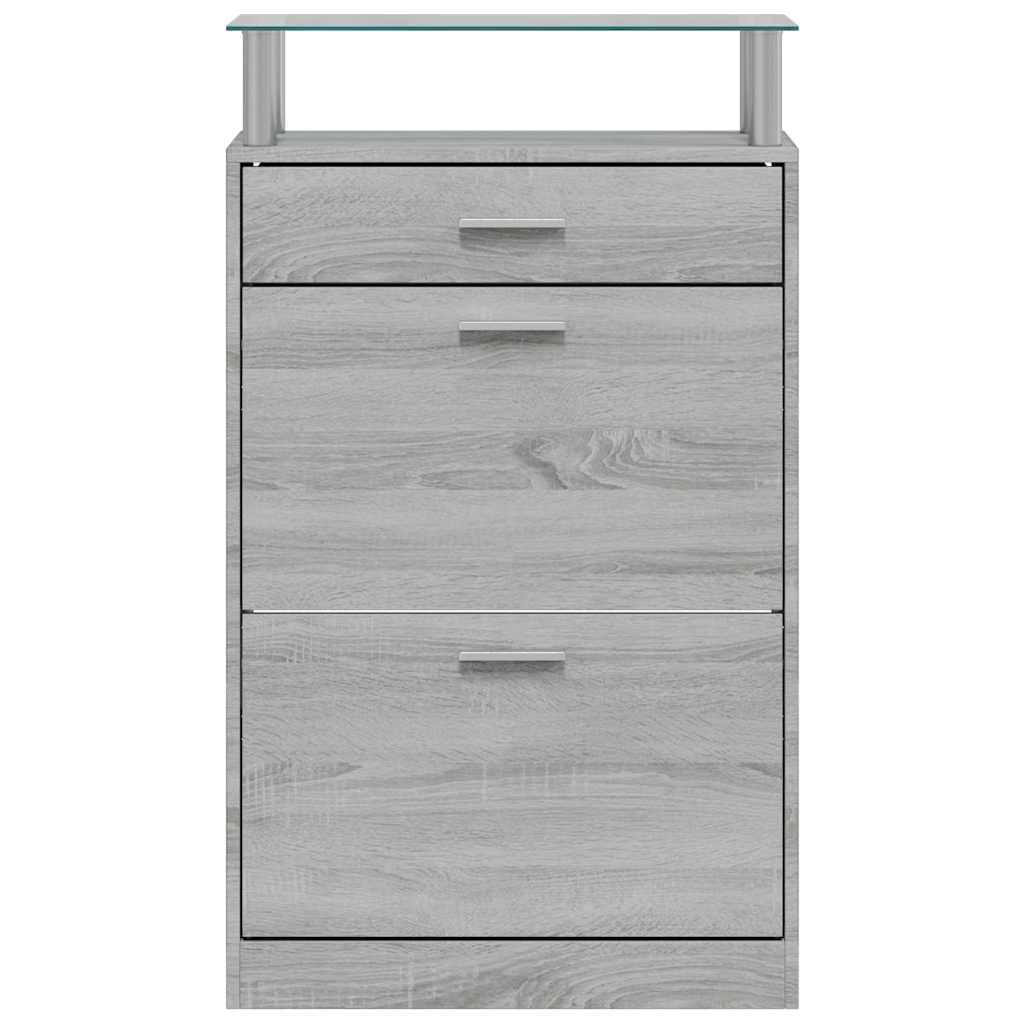 Armoire à Chaussures Gris Sonoma 63x24x104 cm Bois Composite 3 Tiroirs