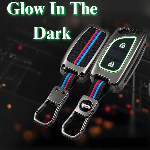 Image of Car Key Cover Compatible for Toyota Innova Crysta, Corolla Altis Stylish Full Protection 2-Button Flip Key | Glow-in-The-Dark Car Key Protector