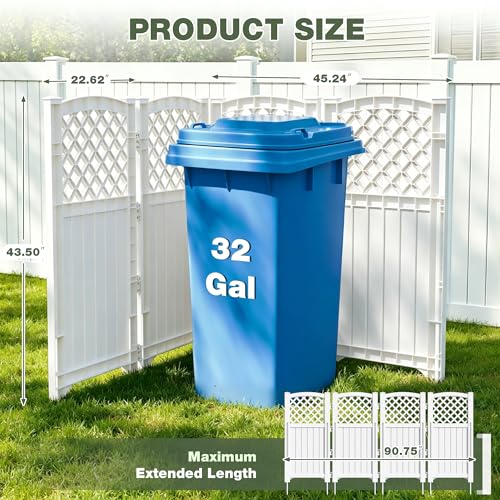 Image of Greesum Outdoor Air Conditioner Fence, Privacy Screen 4 Panels, White