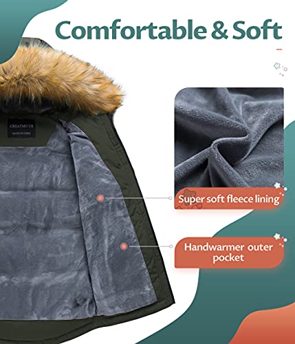 Creatmo Us Boy's Fleece Puffer Coat Winter Warm Quilted Padded Outerwear Thicken Jacket Army Green 6/7 #TOP2