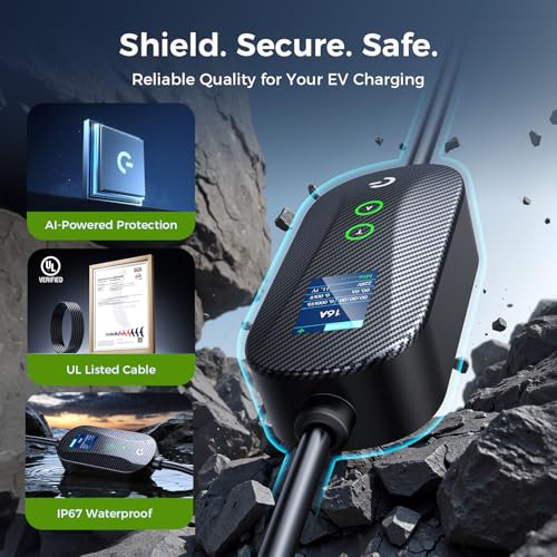Image of Level 1&2 Tesla Mobile Charger, (16A /12A, 240V-110V, 16FT Cable), Adjustable Current /Timer Tesla Home Charger, NEMA 6-20 & 5-15 Plug, NACS Connector for All Tesla Model 3 /Y /X /S /Cybertruck