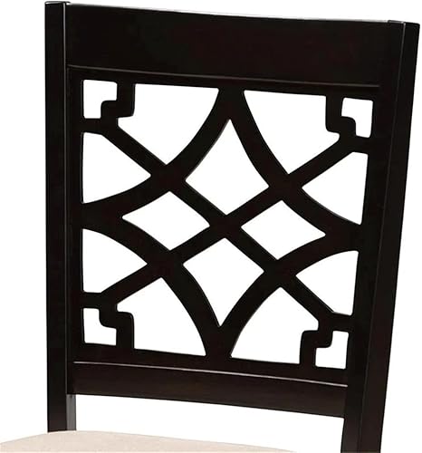 Miniatura 5 de BOWERY HILL Silla de comedor moderna de madera de roble de 17.9" en arena/chocolate (juego de 4)