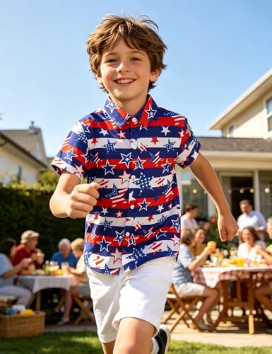 Image of Boys Hawaiian Shirt Kids Button Down Aloha Beach Hawaii Tops 5-14Y