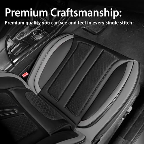 Image of Seat Covers Full Set,Nappa Leather Car Seat Covers for Front and Back,Waterproof Universal Fit Car Seat Cushion,Automotive Seat Protector for Most Sedans SUV Pick-Up Truck Sedans,Black&Grey