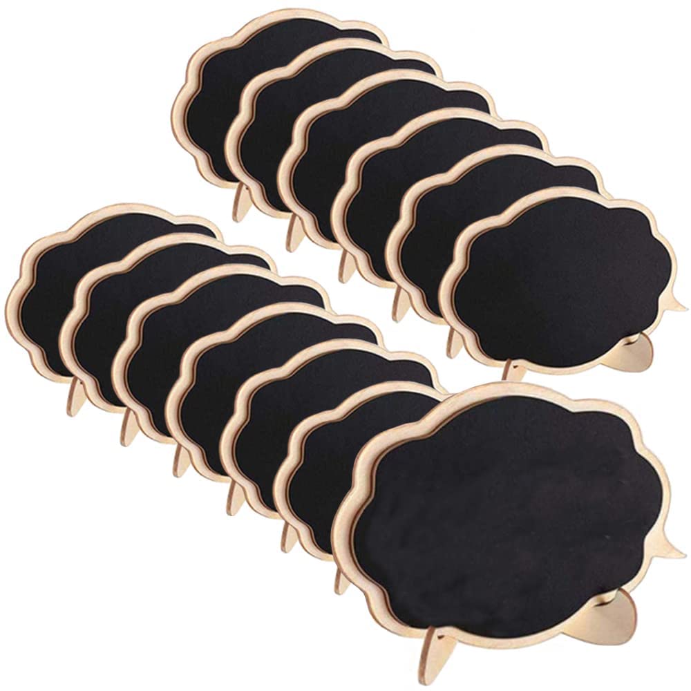 MAKINGTEC Mini Chalkboards Signs with Easel Stand, 12 Pack Blackboard Place Cards Message Board Sign Chalkboard Labels Wooden for Wedding Party Decor Food Signs Price Tags