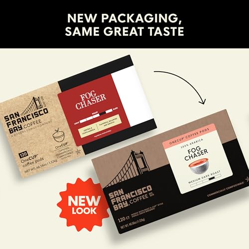 Image of San Francisco Bay Coffee - Medium-Dark Roast - Fog Chaser (120 ct) - Single Serve Coffee Pods, Commercially Compostable, K Cup Compatible