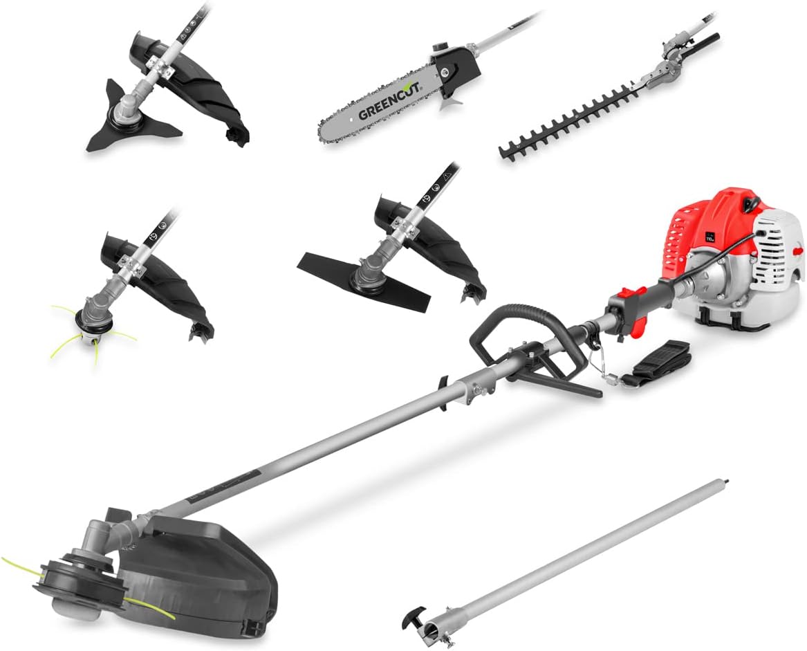 GREENCUT GM650X-6 - Débroussailleuse Multifonction 6 en 1, Moteur à Essence 65cc 4,9hp 2 Temps, 6 Accessoires Interchangeables, Fonction Débroussailleuse, Taille-Haie et Élagueuse pour Jardin — vue 1
