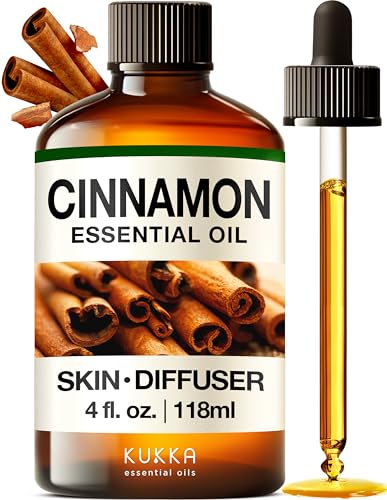 Cinnamon Oil for Diffuser – 0.34 Fl Oz – Premium Grade Essential Oils for Diffuser, Aromatherapy, Hair, Skin, Body, Massage & DIY Soap Making Scents