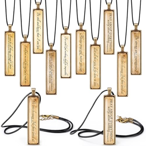 Sureio Vintage Bible Verse Necklace Bulk Religious Pendant Jewelry Christian Inspirational Prayer Gift for Women