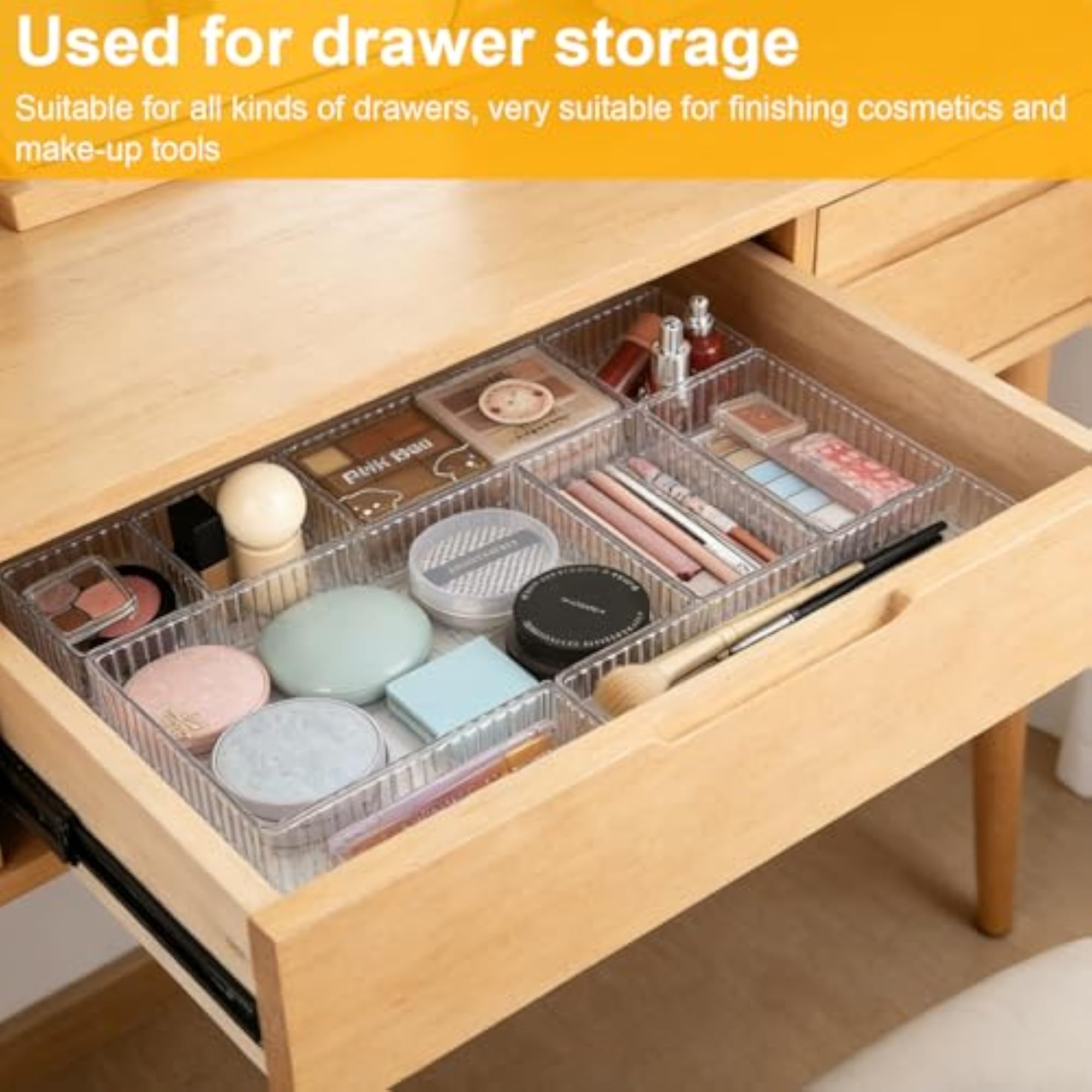 10 PCS Acrylic Clear Makeup Storage Drawer Organiser