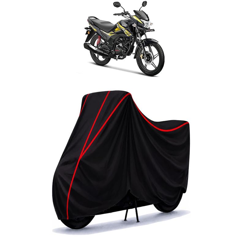 Image of CB Shine SP Water Resistant Bike Cover for All Motorcycles & Rain | Heavy Duty Taffeta Fabric | UV Protection, Dustproof, Scratchproof | All Weather Two Wheeler Body Cover with Elastic Bottom