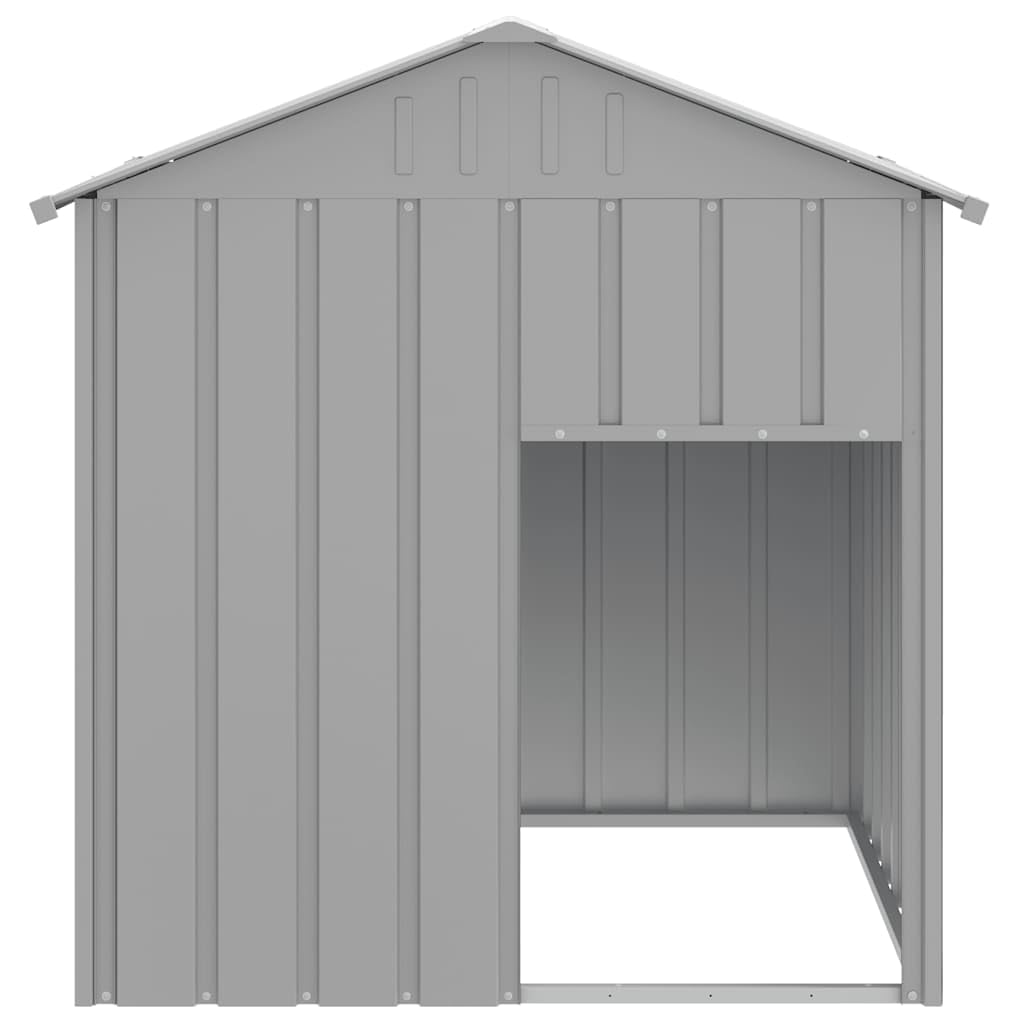 Hundehütte mit Dach Hellgrau 117x103x123 cm Verzinkter Stahl Hundehütte Outdoor, große Hütte für Hund, Winterfest, Hundehaus für drinnen und draußen