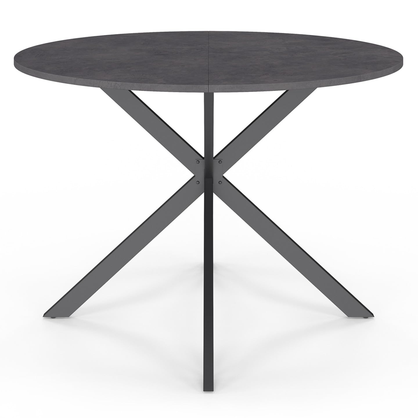 IDMarket - JASPE Tavolo da pranzo rotondo per 6 persone con piano effetto cemento e gamba a ragno grigio antracite 110 cm