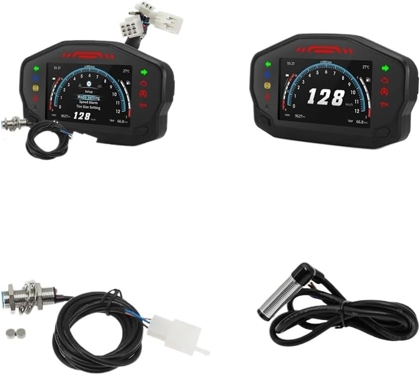 Motorcycle Speedometer Gauge 2023 Universal 12v Moto Dashboard TFT Screen Motorcycle Tachometer Instrument Panel Odometer Tachometer for 2/4 Cylinder