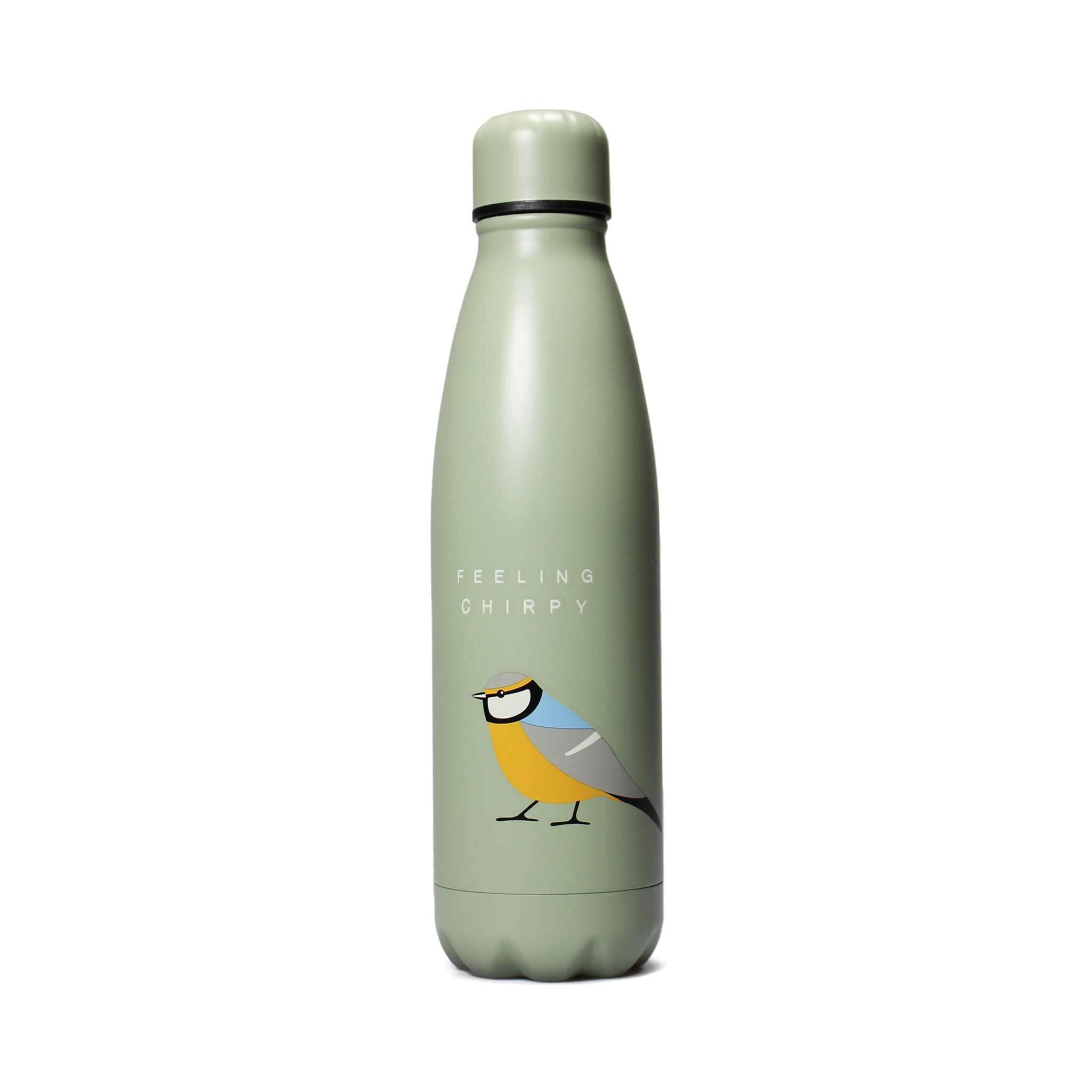 NEW Water Bottle Metal (500ml) - RSPB (Free as a Bird Blue Tit)