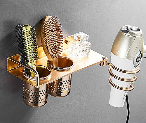 Wandregal Badezimmer Regal, Haartrockner Halter Raum Aluminium Badezimmer Wand Regal Rack Mit Gold Korb Badezimmer Zubehör