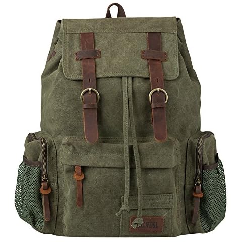PKUVDSL Vintage Canvas Rucksack für Damen, Wanderrucksack Cover