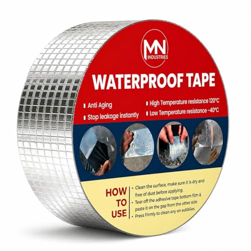 Image of Super Strong Adhesive Waterproof Tape Permanent Repair Aluminum Butyl Rubber Foil for Roof Leak, surface Crack, Window Sill, Water Tank, Boat Sealing, Home Renovation (2 Inch 5 Mtr)