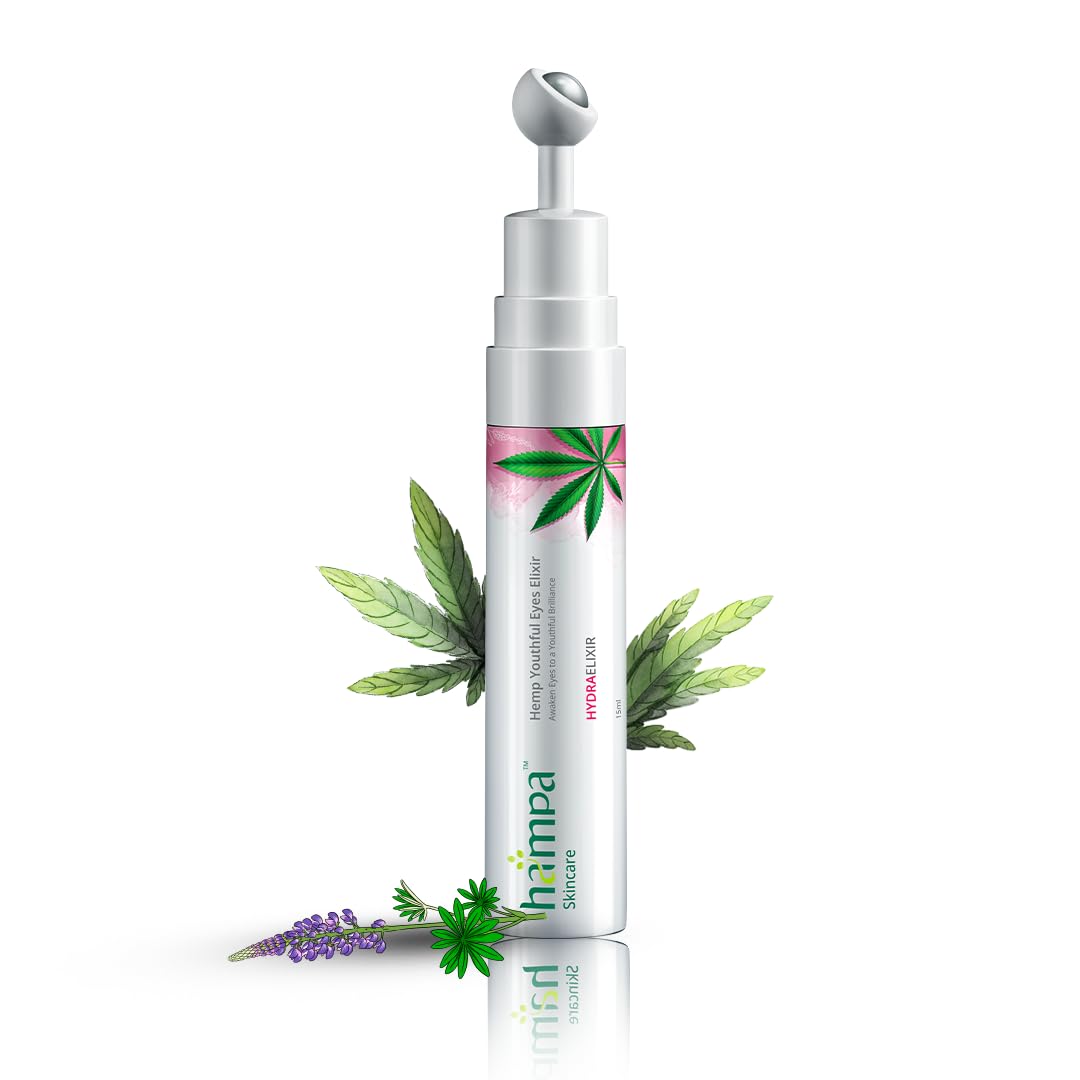 - Hemp Youthful Eyes Elixir, Erase Fatigue, Reduce Under-Eye Puffiness, and Brighten Dark Circles and Fine Lines, With Hemp, and Ayurvedic Herbs, No Harmful Chemicals, Ayurvedic, 15 ml Roll-on
