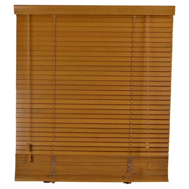 URBNLIVING Stores vénitiens en bois véritable – Lattes horizontales en bois avec cantonnière et cordon de contrôle d'inclinaison, cordon de tirage,...