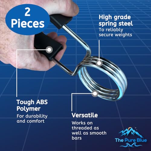The Pure Blue Spring Steel Weight Clips Metal Clamps for Barbells, Dumbbells, Bars. Weightlifting and Strength Training Essential. Gym Accessories and Fitness Equipment. 4 Sizes. - Image 3