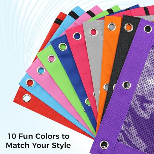 Image of Pencil Pouch for 3 Ring Binder, Pencil Case Bag with Zipper, 600D Fabric Pencil Pouch Holder Accessories, Clear Window Pencil Case Aesthetic Back to School Organizer Pockets for Boy Girl (Black)
