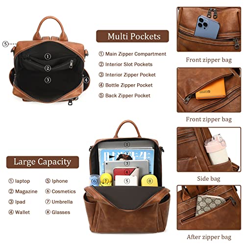 Aglod Leather Backpack Purse For Women Designer Ladies Shoulder Bag Fashion Faux Work Travel Handbags thumb #2