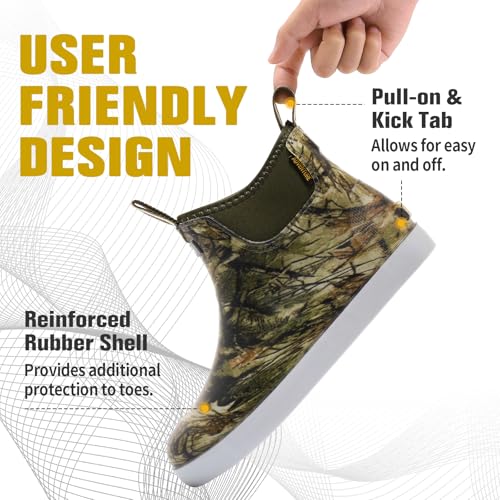 Image of Men's Deck Boots, Waterproof Non-Slip Ankle Rain Boots for Fishing