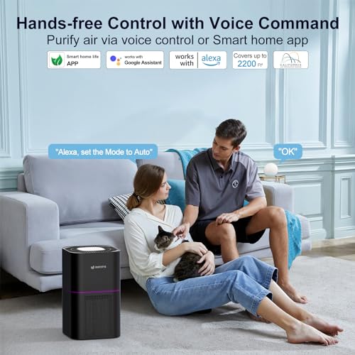 Image of DAYETTE Air Purifier for Home Bedroom Up to 2200 Ft, H14 True HEPA Filter | Smart WIFI Air Purifiers for Large Room, APP & Alexa Control, Auto Mode, PM2.5 Monitor for Pet Hair, Odor, Dander, Smoke Dust