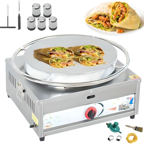 Kommerzielle Crêpe-Maschine,40/45/50 cm, multifunktionale Gas-Pfannkuchenmaschine mit Pfannkuchen-Set,360° drehbarer Pfannkuchen-Grillplatte,einstellbarem Thermostat,for Unternehmen, Zusammenkünfte(50