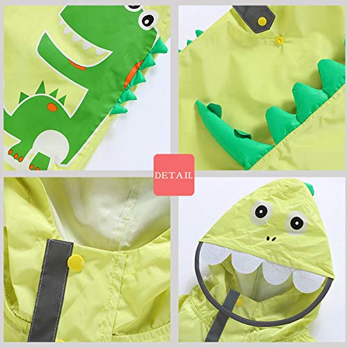 Toddler Boys Girls Rainsuit Lightweight Waterpoof Rainwear Rain Poncho Slicker Reflective Strips Dinosaur4