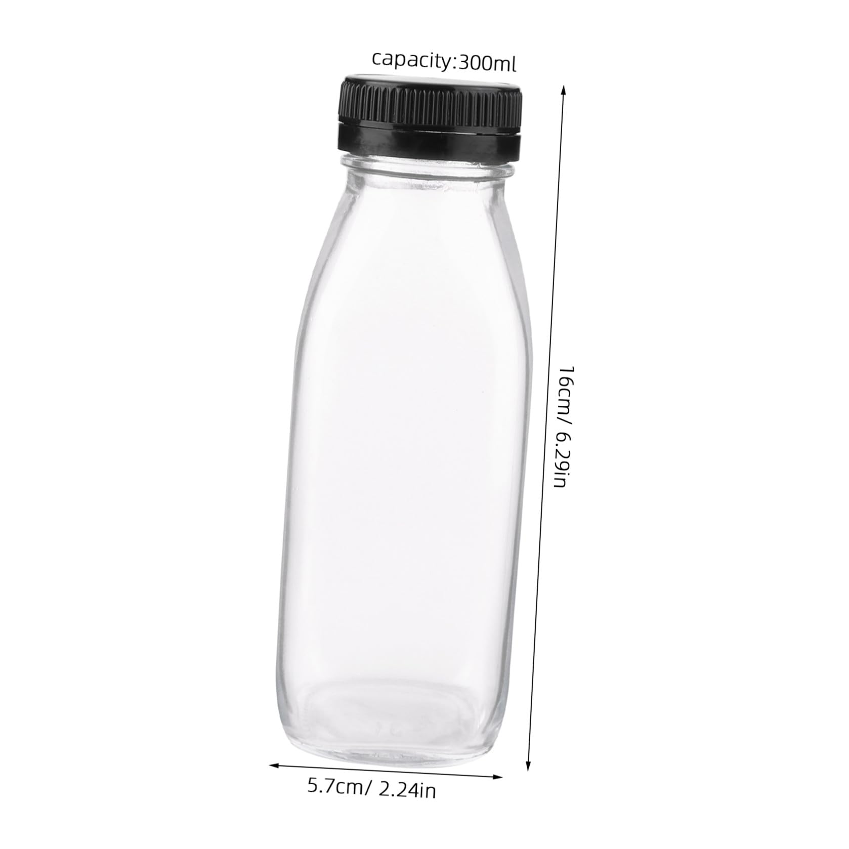 Homoyoyo 5 Stück 300ml Milchflaschen aus Glas mit Umweltfreundlichem Design und Angenehmem Griff für Aufbewahrung von Milch und Getränken zu Hause