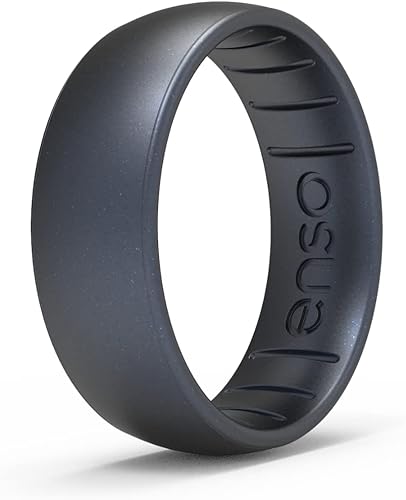 Enso Rings Elements Classic - Anillo de silicona con infusión de perlas negras, 5 unidades