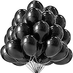 HEMITO Premium Metallic Latex Balloons Pack Of 50 Black Balloons for Decoration (Black, Pack Of 50)