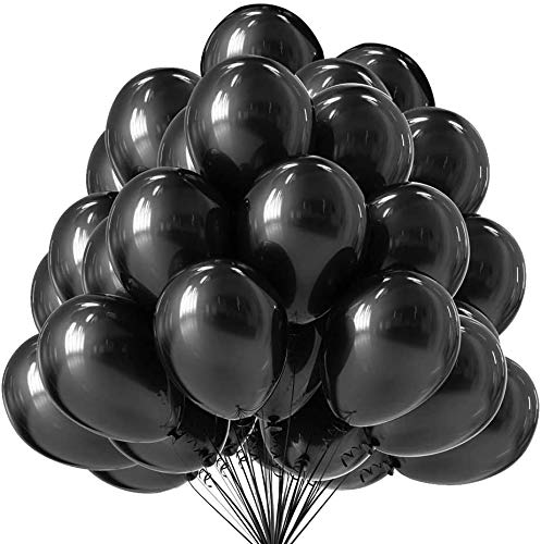 HEMITO Premium Metallic Latex Balloons Pack Of 50 Black Balloons