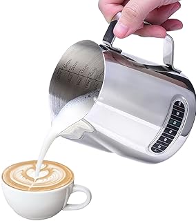 Milk Pitcher, Dailyart Stainless Steel Milk Frothing Pitcher with Thermometer for Coffee, Cappuccino,Espresso,Latte Art(600ml/20oz)