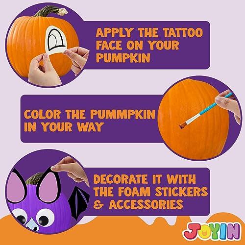 Image of Klever Kits Halloween Pumpkin Decorating Kit, Halloween Painting Kits Party Favors for Kids, Arts and Craft Party Supplies, DIY Coloring Pumpkin Decorations, School Activities Games